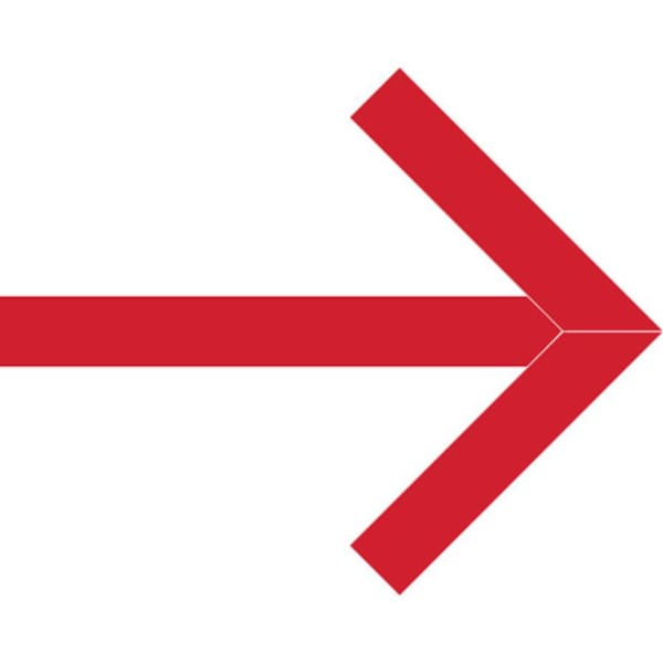 Superior Mark Floor Marking Arrows, 4in, Red, 41.5in w x 34in, Vinyl IN-40-643-V - main
